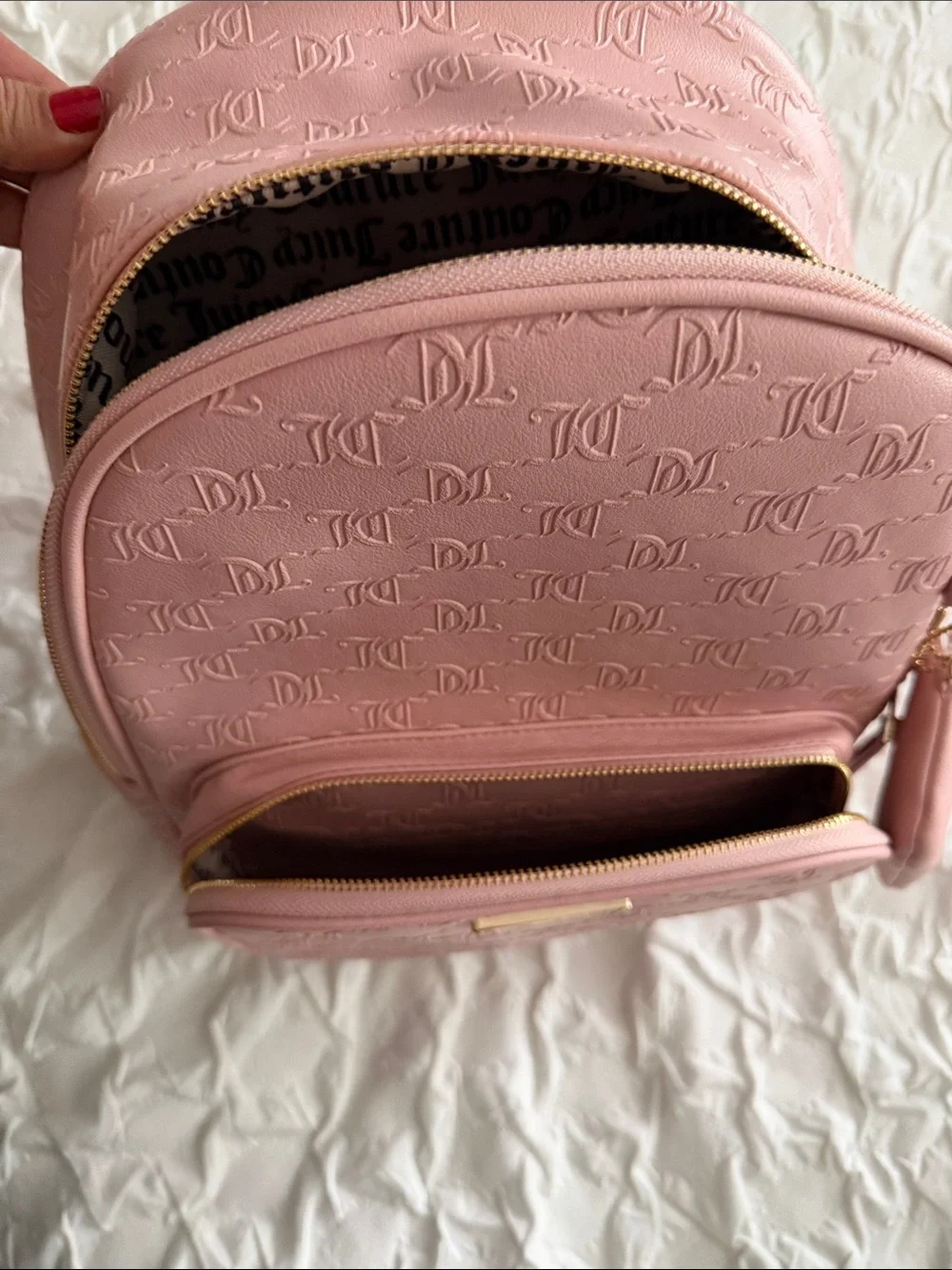 Juicy Couture Blush Pink Embossed Logo Backpack Brand New !!